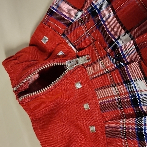🎓kids Justice School Skirt Sz 6 Red Plaid Skort - Picture 4 of 10